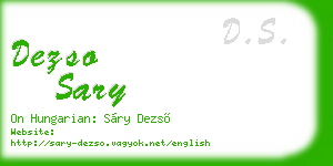 dezso sary business card